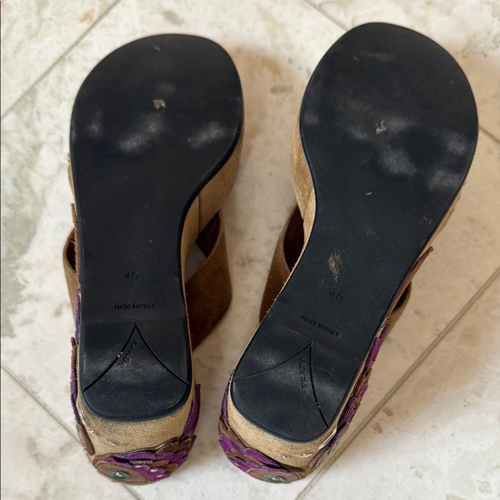 Prada vintage suede brown platform sandals with fish motif 40 - Picture 8 of 12